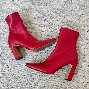 Steve Madden Vinka Ankle Boots Red Sock Boot Block Heel Size 8